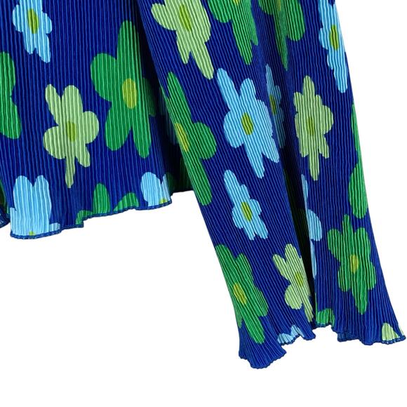 Target Black History Month x Sammy B Shirt Blue Green Floral Pleated Women's XL - Picture 6 of 7